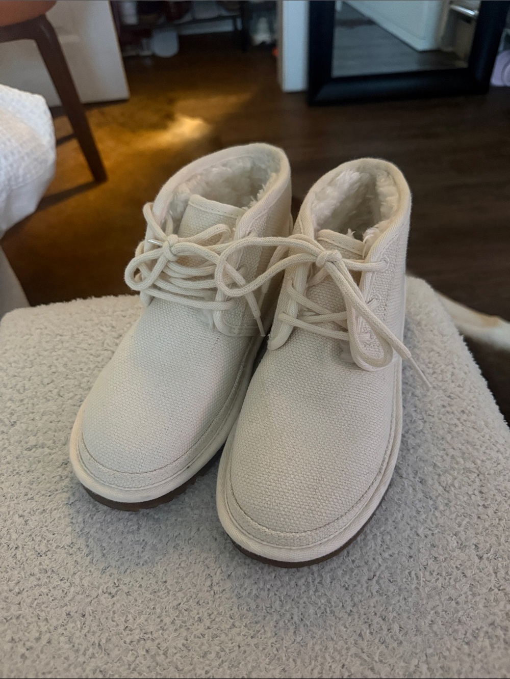 UGG Women's Cream Lace-Up Ankle Booties